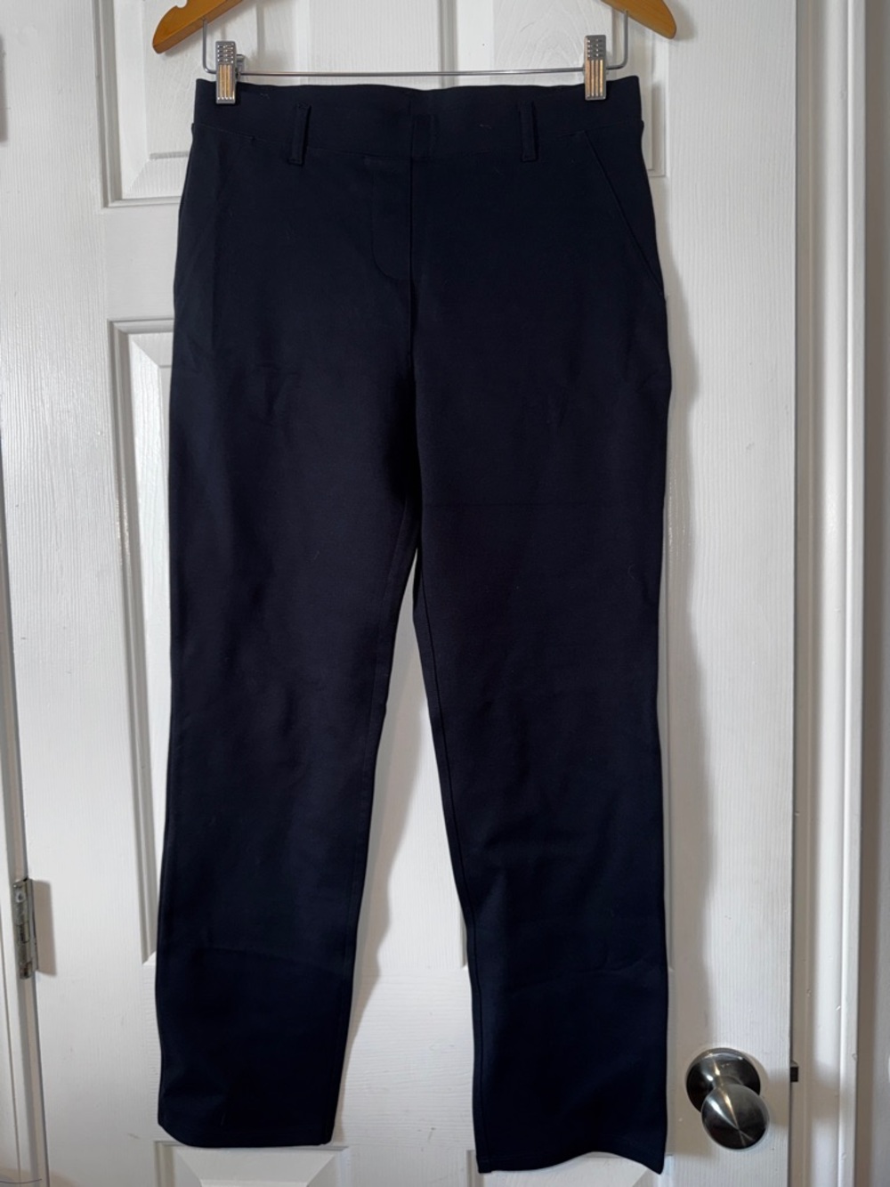 Quince Ultra-Stretch Ponte Straight Leg Pants Navy Blue Medium